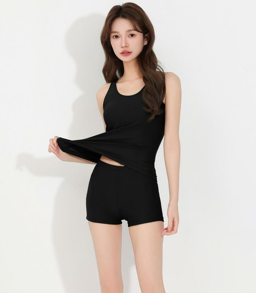 Teddy Shop 女裝坦基尼分體泳衣兩件套 無袖連胸墊上衣 短褲 遮肚顯瘦運動泳衣 圖 35